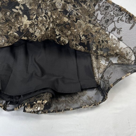 Altar'd State Donella Sequin Mini Dress Black Gold Floral Fit & Flare XS - Picture 14 of 16